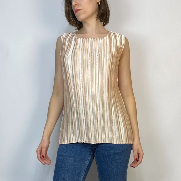 PEARLY Pink PLISSE Tank Top! Large - Picture 4 of 7